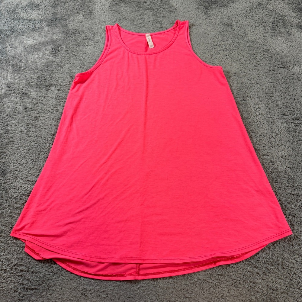 Honey Me Womens Medium Neon Pink A-Line Tank Top Sleeveless High Low Hem Solid